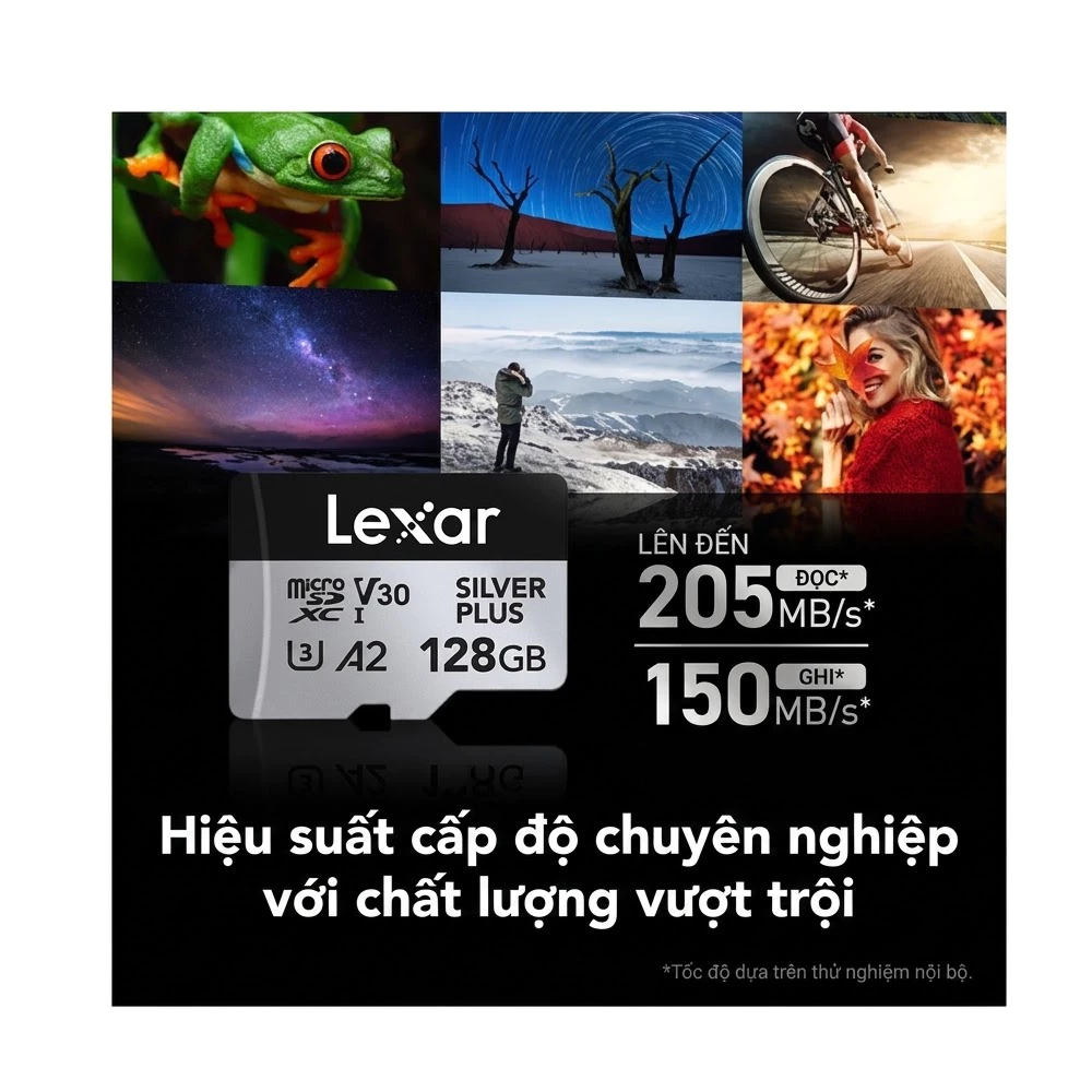 Thẻ nhớ MicroSDXC Lexar Professional Silver Plus UHS-I U3 205MB/s -  Hỗ Trợ Quay 4K Ultra HD, Chống Nước, Chống Sốc