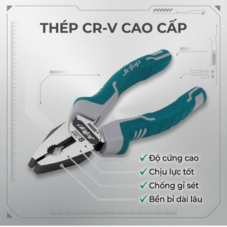 Kìm Răng Đa Năng JcTop Thép CR-V – Tay Cầm TPR Cách Điện Nhẹ