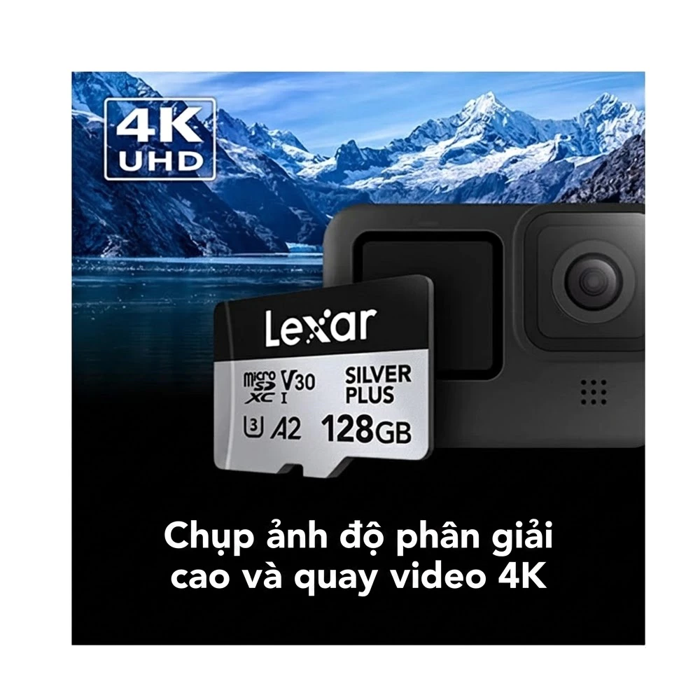 Thẻ nhớ MicroSDXC Lexar Professional Silver Plus UHS-I U3 205MB/s -  Hỗ Trợ Quay 4K Ultra HD, Chống Nước, Chống Sốc