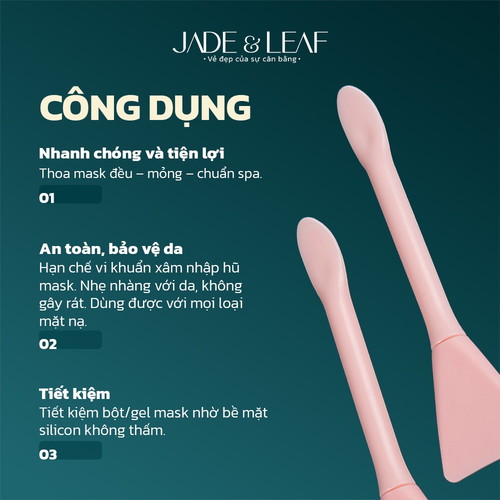Cọ Đắp Mặt Nạ Jade&Leaf Lông Mềm Hai Đầu Silicon Có Muỗng Hỗ Trợ Tán Mask Đều Mịn