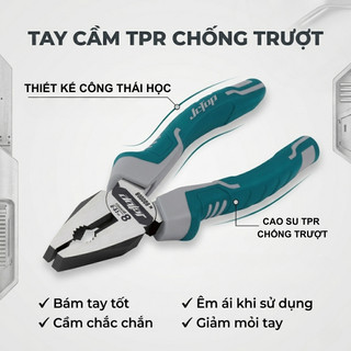 Kìm Răng Đa Năng JcTop Thép CR-V – Tay Cầm TPR Cách Điện Nhẹ