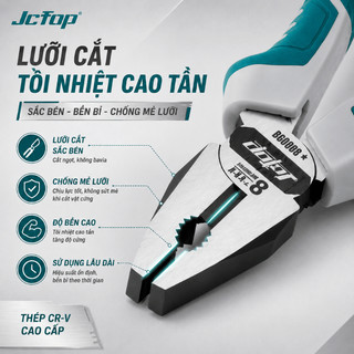 Kìm Răng Đa Năng JcTop Thép CR-V – Tay Cầm TPR Cách Điện Nhẹ