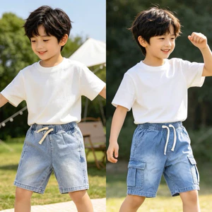 Quần Short Jeans Bé Trai Xuất Dư Xịn A1961 3-10Y (14-33kg) Chất Mềm Đứng Form Thời Trang Trẻ Em