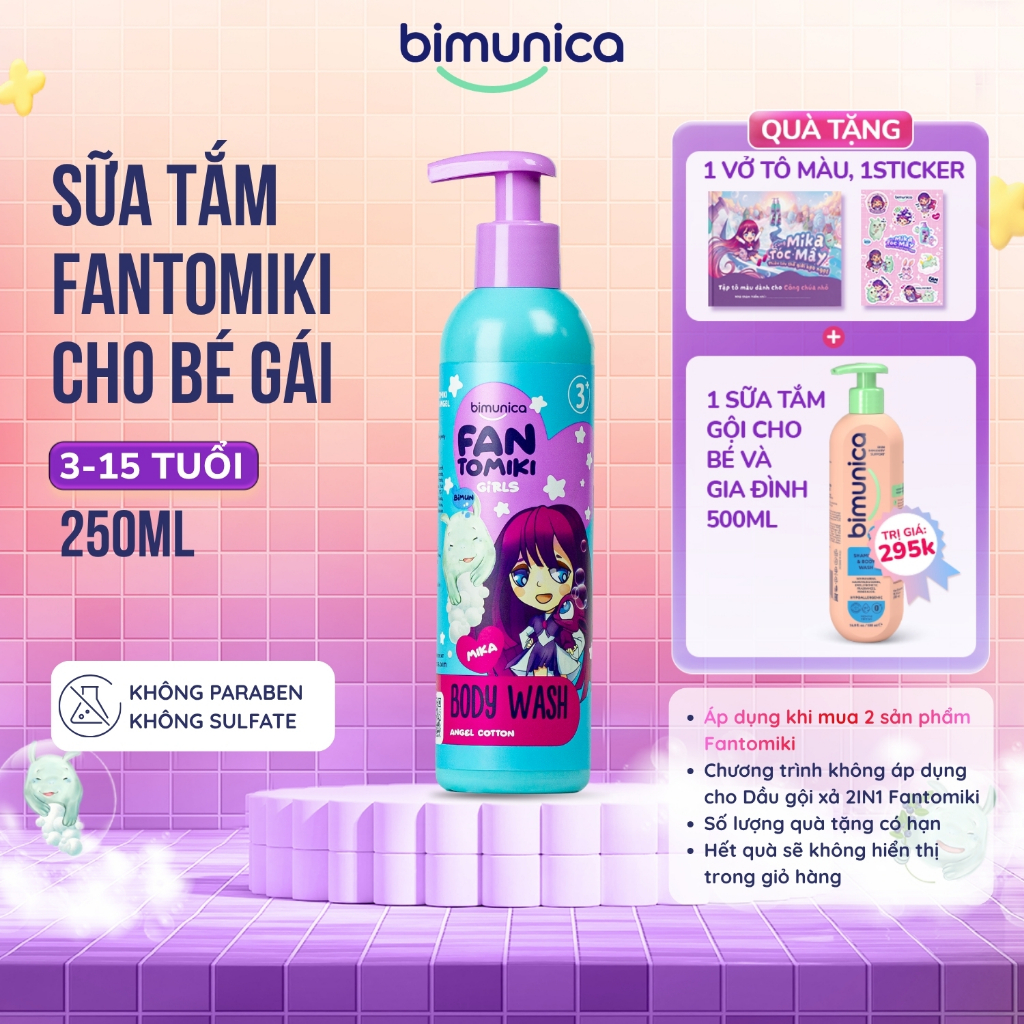 Sữa Tắm Cho Bé Gái Từ 3 Tuổi Bimunica Fantomiki Làm Sạch Dịu Da Hương Thơm Ngọt Ngào