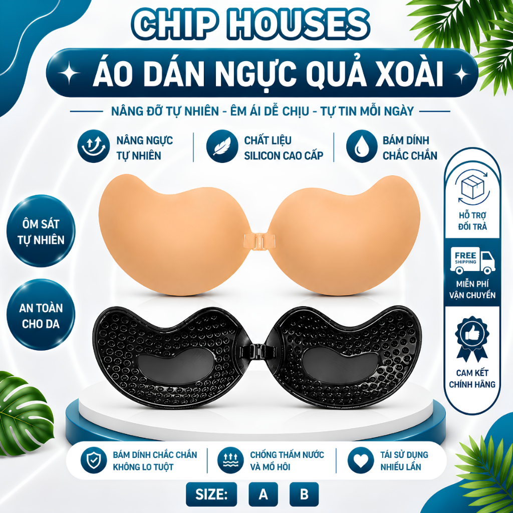 Áo Dán Ngực Quả Xoài Cài Trước Tạo Khe Nâng Ngực chuyên dùng mặc đồ xẻ sâu Cao Cấp AN0011