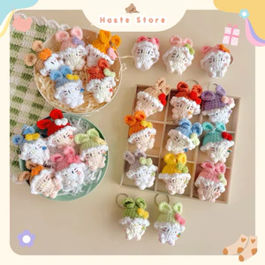 Móc Khoá Len Nhung Hello Kitty Lolipop Kẹo Mút Đội Mũ Bèo Dễ Thương Handmade