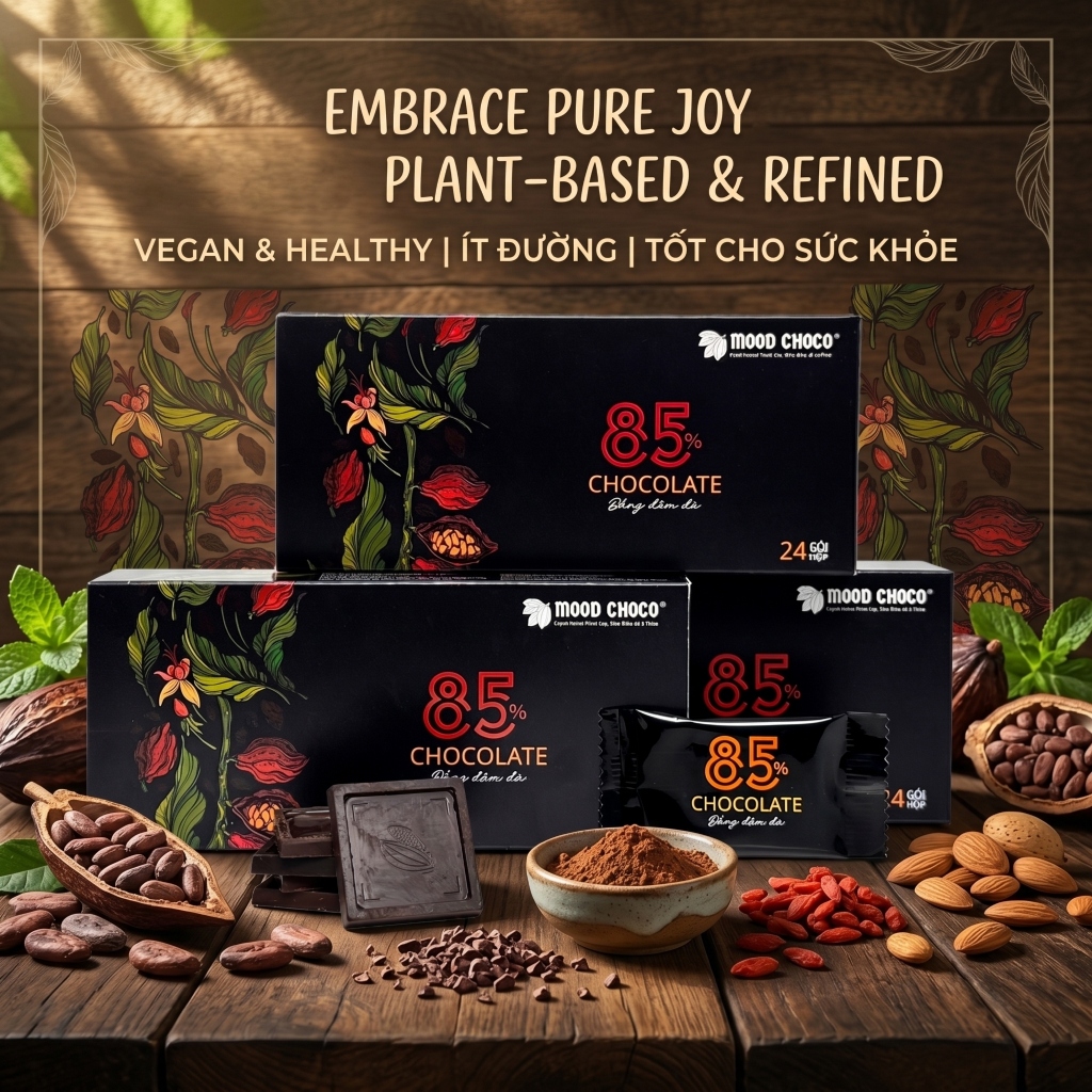 Combo 4 Hộp Socola Đen Đắng Nguyên Chất Cacao MOOD CHOCO Lựa Chọn Tiết Kiệm Cho Gia Đình
