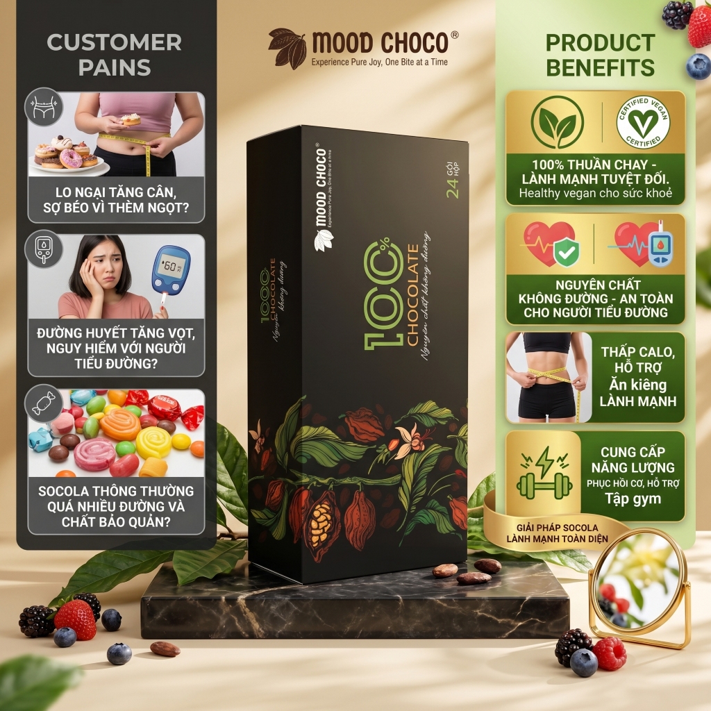 Combo 2 Hộp Socola MOOD CHOCO Đen Đắng Nguyên Chất Ca Cao Đậm Vị Thơm Ngon Lựa Chọn Tiết Kiệm