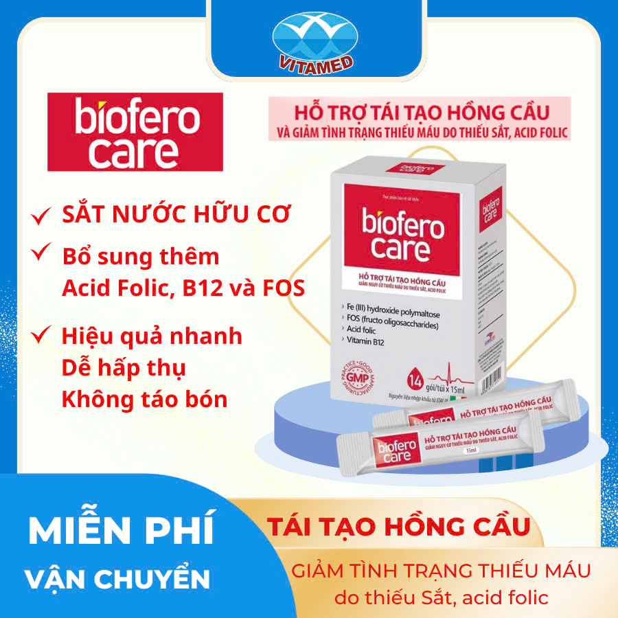 Biofero Care - Hỗ Trợ Tạo Hồng Cầu Hộp 14 Gói * 15 ML