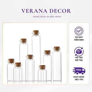 Lọ Thuỷ Tinh Úp Ngược- Lọ Thuỷ Tinh Nút Bần Nhỏ - Chai lọ thủy tinh trang trí - Lọ đựng hạt vàng (Chi tiết ở mô tả)