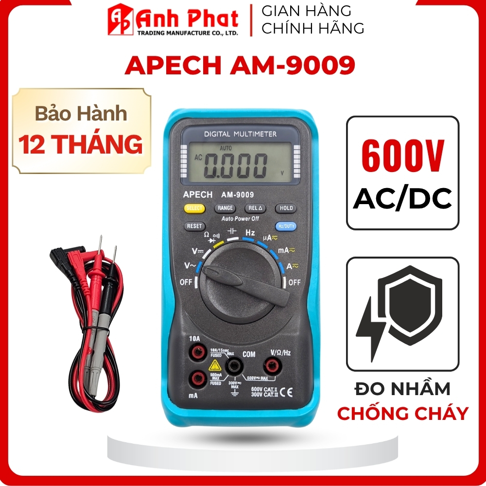 Đồng Hồ Vạn Năng APECH AM-9009 Máy đo bóng bán dẫn đa năng Minh Màn Hình Kỹ Thuật Số Độ Chính Xác Cao Cao