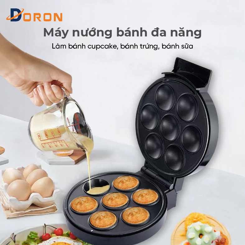 Máy làm bánh bông lan Cupcake DORON 750W – Nướng bánh chỉ 3 phút, dễ dùng, gọn nhẹ
