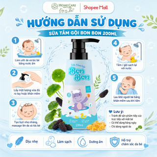 Sữa tắm gội Cho da bé Chàm sữa Bon Bon Không chứa Gốc SUNFAT ÍT BỌT, sạch sâu chính hãng Home Care