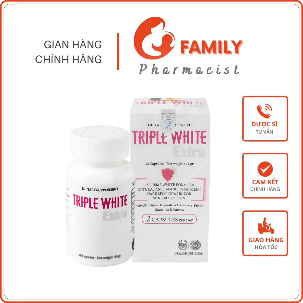 glutathione 12000mg iên Uống Triple White Extra Glutathione 12000mg Trắng Sáng Da Chống Nắng  Giảm Thâm Sạm Nám Lão Hóa