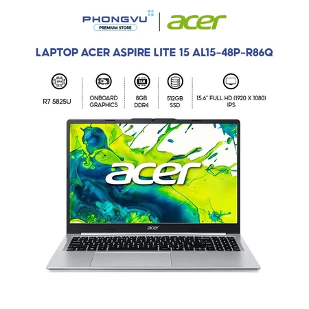 Laptop Acer Aspire Lite 15 AL15-48P-R86Q - Ryzen 7 5825U - RAM 8GB - 512GB SSD - Bảo hành 12 tháng
