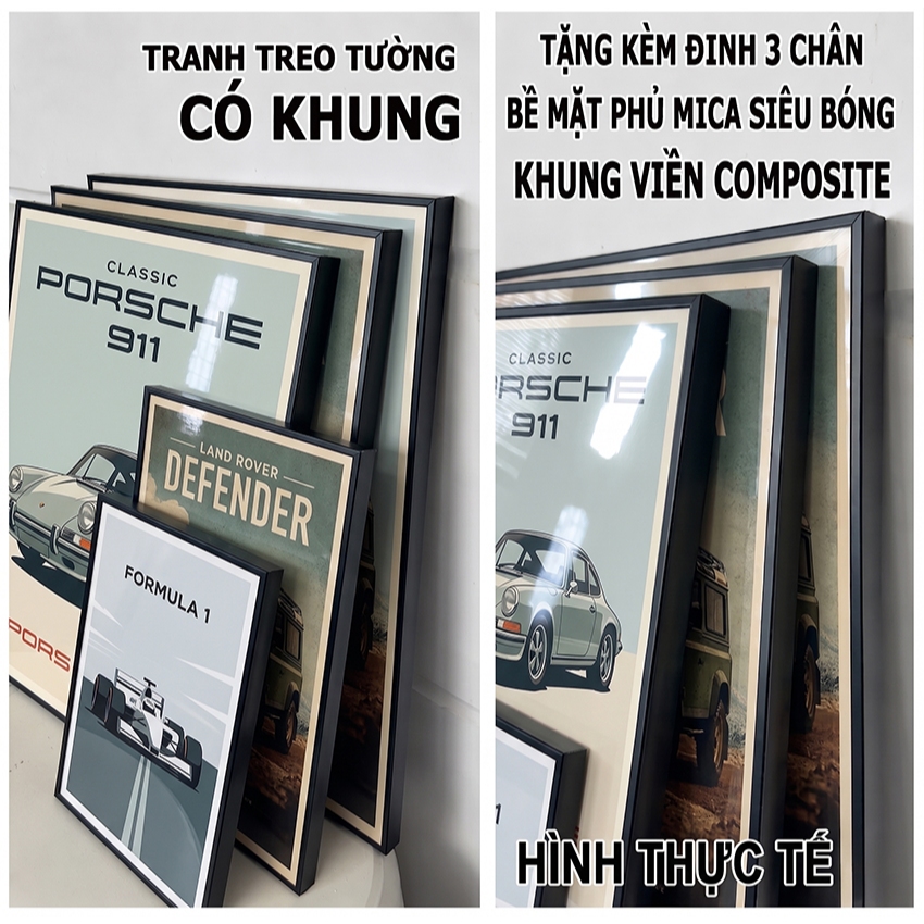 Bộ Tranh Nhật Bản Ukiyo-E Retro Treo Tường Phong Cách Vintage - Tranh Tráng Gương Khung Composite decor Phòng Khách