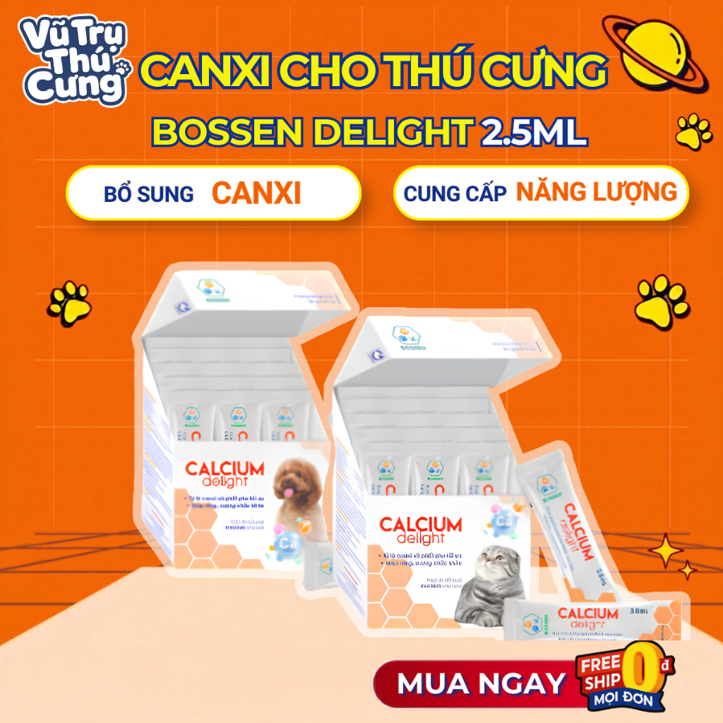 Gel Bổ Sung Canxi Dạng Nước Cho Chó Mèo Bossen Calcium Delight