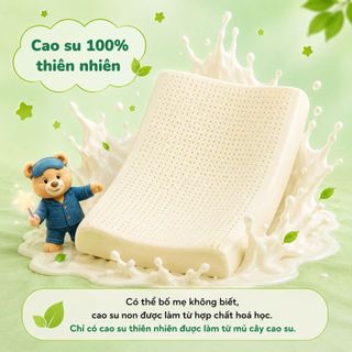 Gối cao su thiên nhiên Gummi Pudding cho trẻ, Gối ngủ cho bé nâng đỡ chắc chắn, thoáng mát, an toàn
