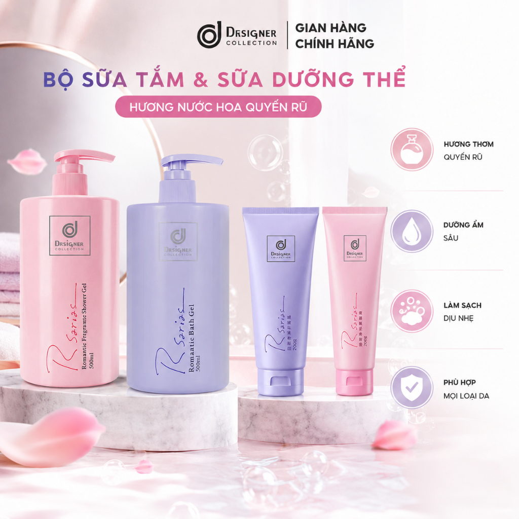 Sữa tắm và kem dưỡng thể Rsarias chính hãng Thái Lan – Cung cấp độ ẩm, làm mềm da, hương thơm sang trọng