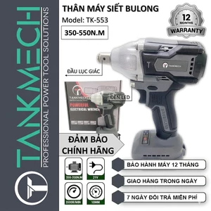 Máy Siết Bulong TANKMECH TK-553 (21V 550Nm) Không Chổi Than Brushless, Lực Siết Khủng, Mở Ốc Xe Máy Ô Tô Chính Hãng