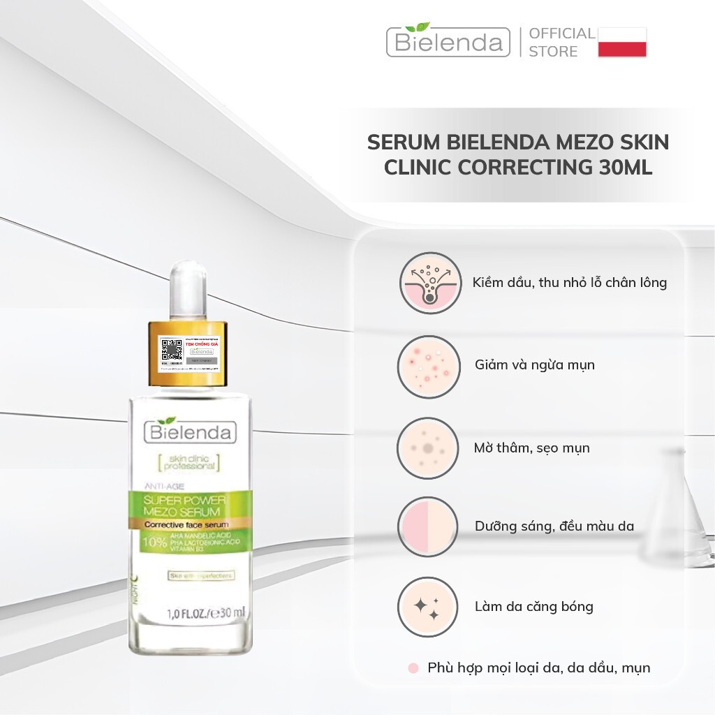 [BLOSSOM] Serum Bielenda Mezo Skin Clinic Correcting hỗ trợ ngừa mụn, mờ thâm, căng bóng da 30ml
