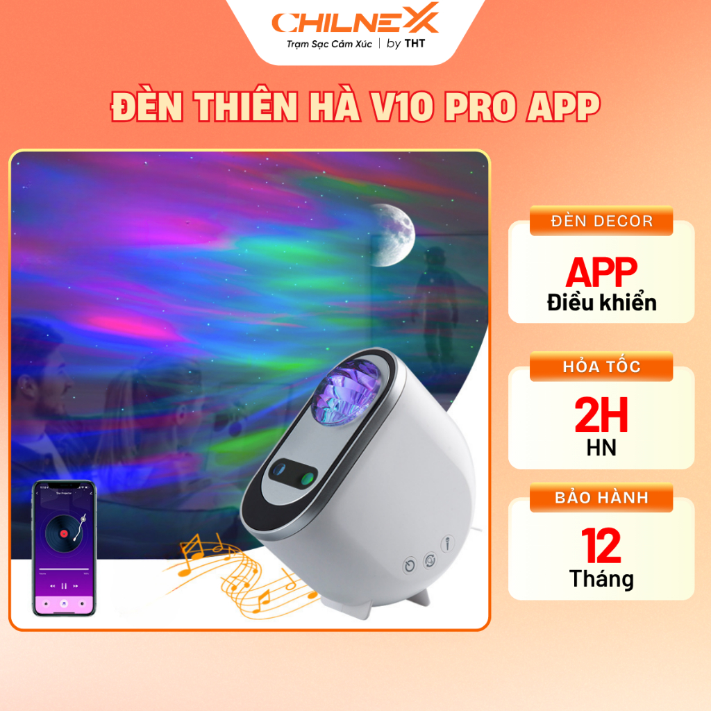Đèn Thiên Hà V10 Pro CHILNEXX đèn decor điều khiển bằng app điện thoại đèn  ngủ chiếu thiên hà làm quà tặng