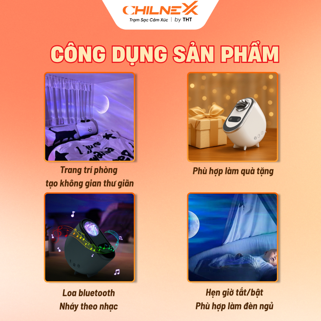 Đèn Thiên Hà V10 Pro CHILNEXX đèn decor điều khiển bằng app điện thoại đèn  ngủ chiếu thiên hà làm quà tặng