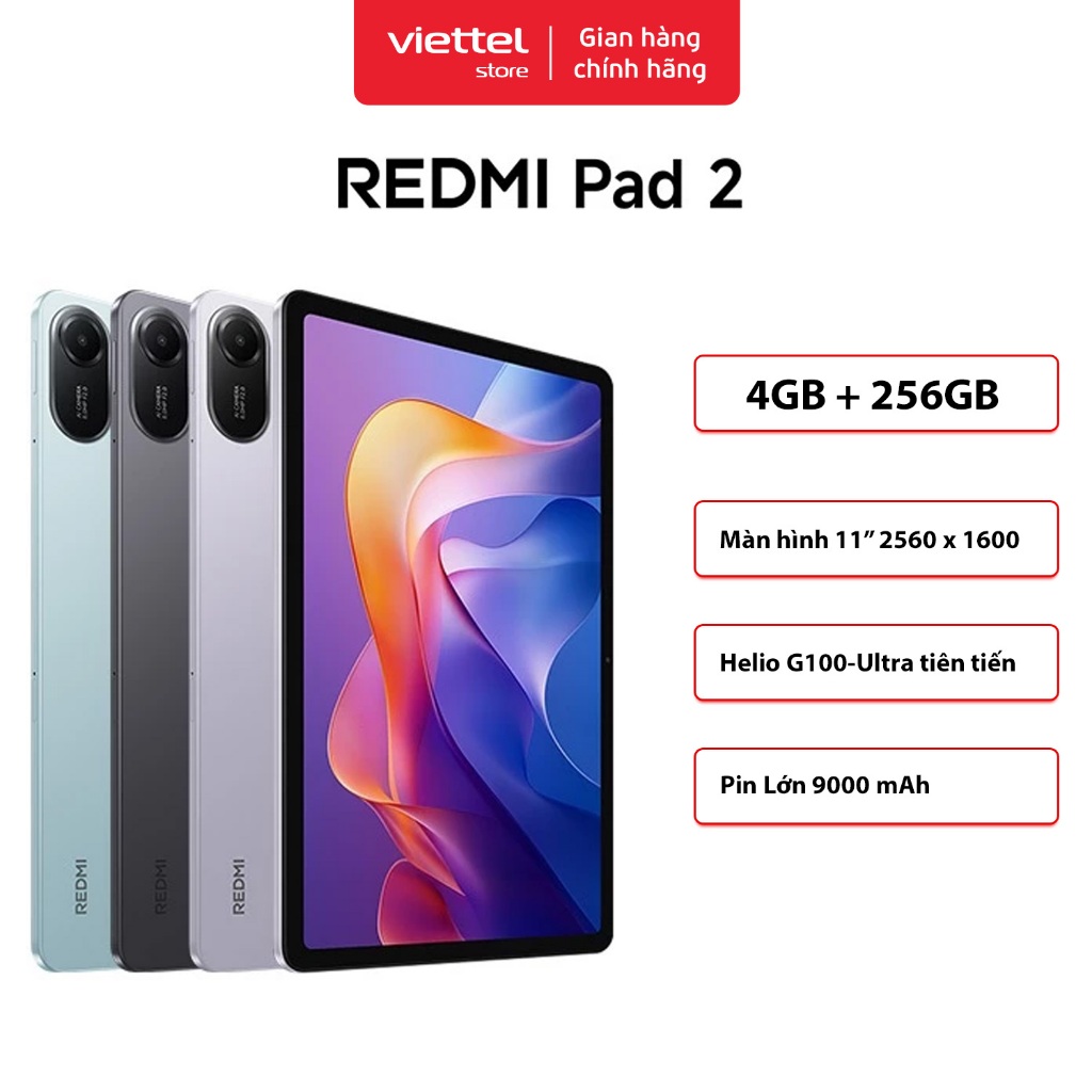 Máy Tính Bảng Redmi Pad 2 4GB + 256GB｜Màn Hình 11"2,5K Rõ Nét｜Pin 9000mAh｜Helio G100-Ultra Tiên Tiến | BigBuy360 - bigbuy360.vn