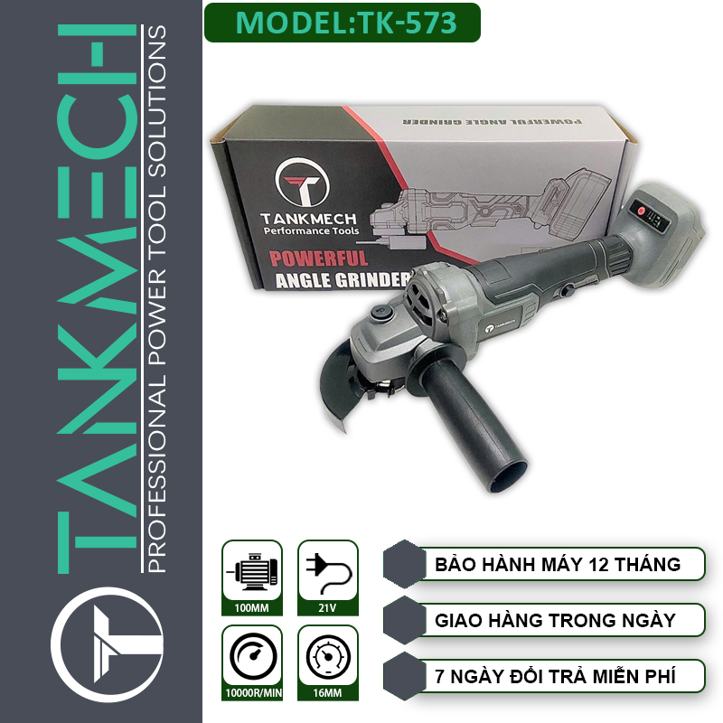 Máy Mài Góc Pin TANKMECH TK-573 (21V) Không Chổi Than Brushless, 3 Tốc Độ, Cắt Mài Đánh Bóng Đa Năng Chính Hãng