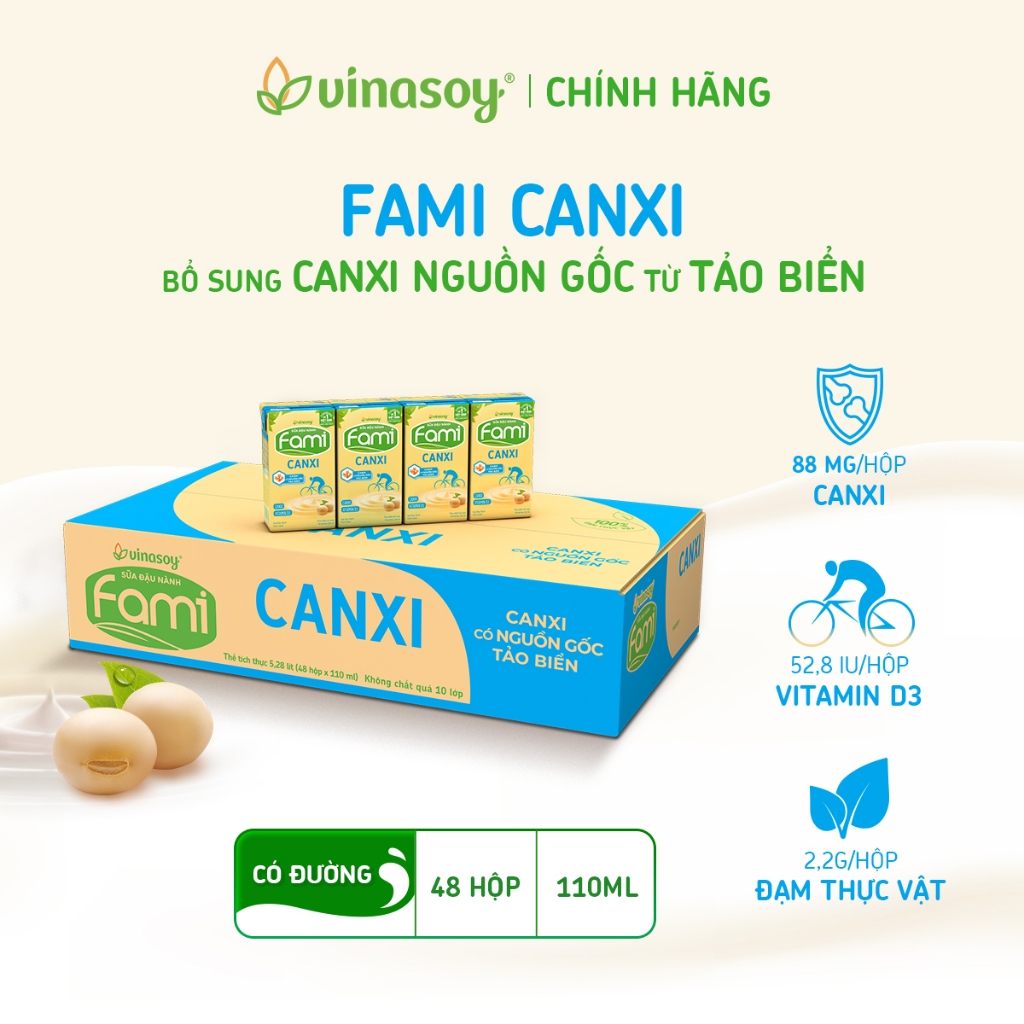 Thùng sữa đậu nành Fami Canxi có đường