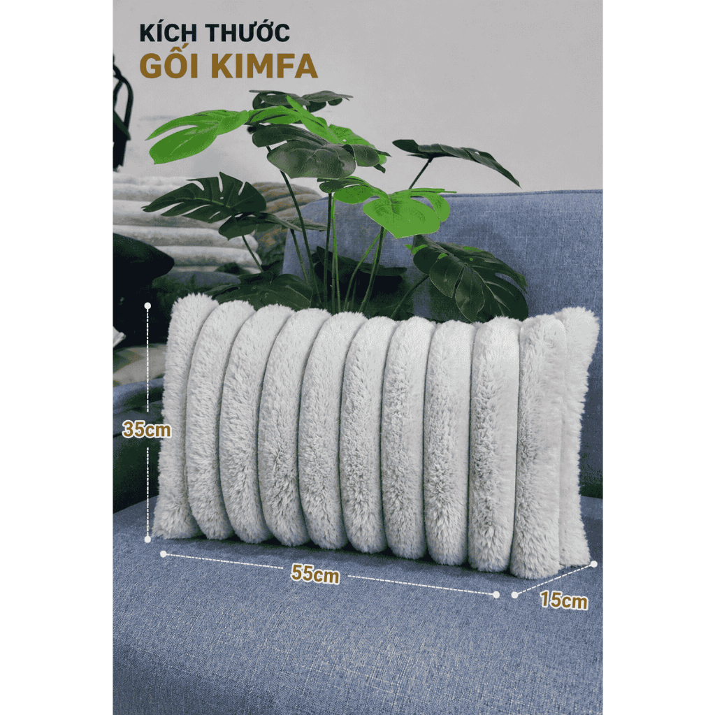 Gối Tựa Lông Thỏ 2 Mặt Cao Cấp Mềm Mại 55cm x 35cm