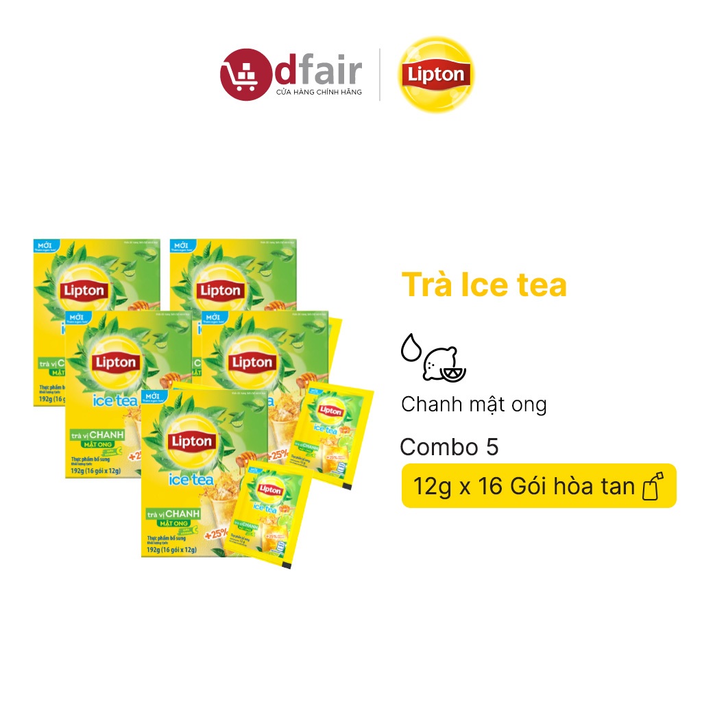 LIPTON Combo 5 hộp Trà Chanh Ice Tea (12g x 16 Gói) | Shopee Việt Nam