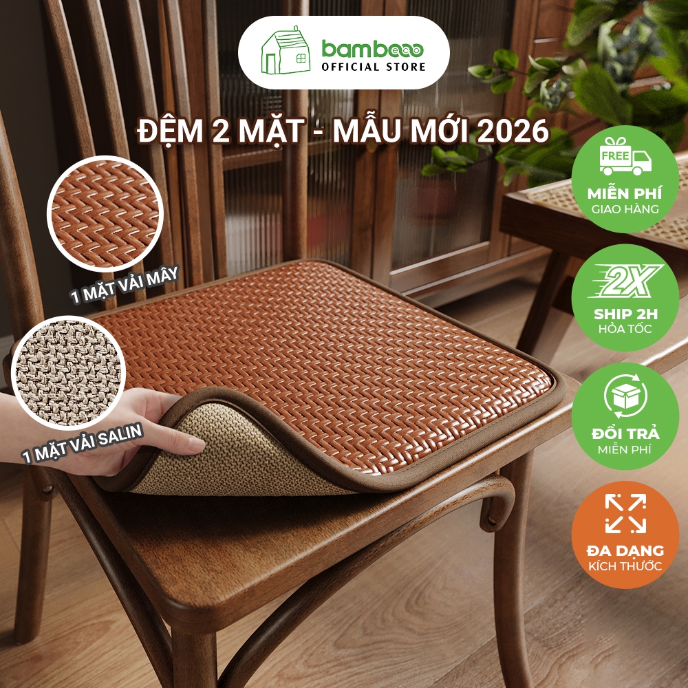 Đệm Ngồi Ghế 2026 BAMBOOO ECO Mềm Êm Dễ Vệ Sinh Dùng Trong Nhà