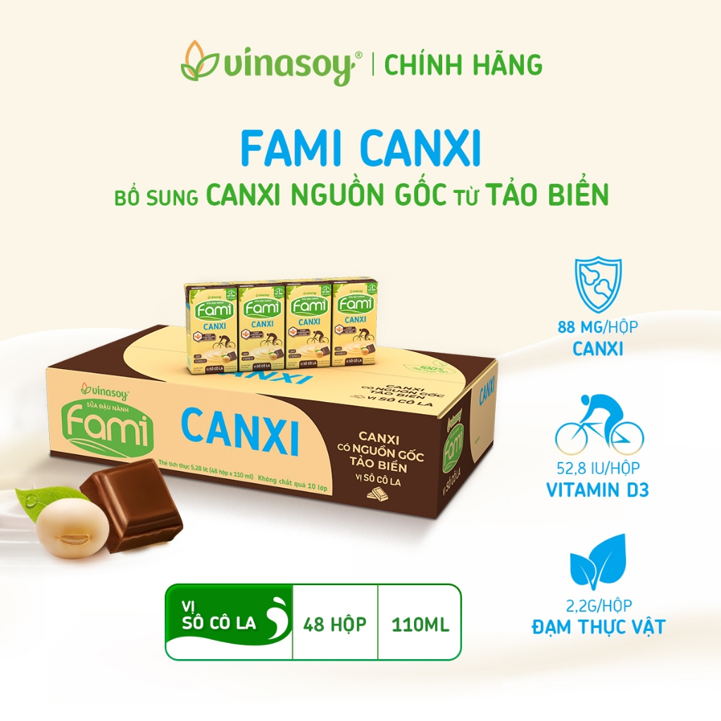 Thùng sữa đậu nành Fami Canxi Vị sô cô la
