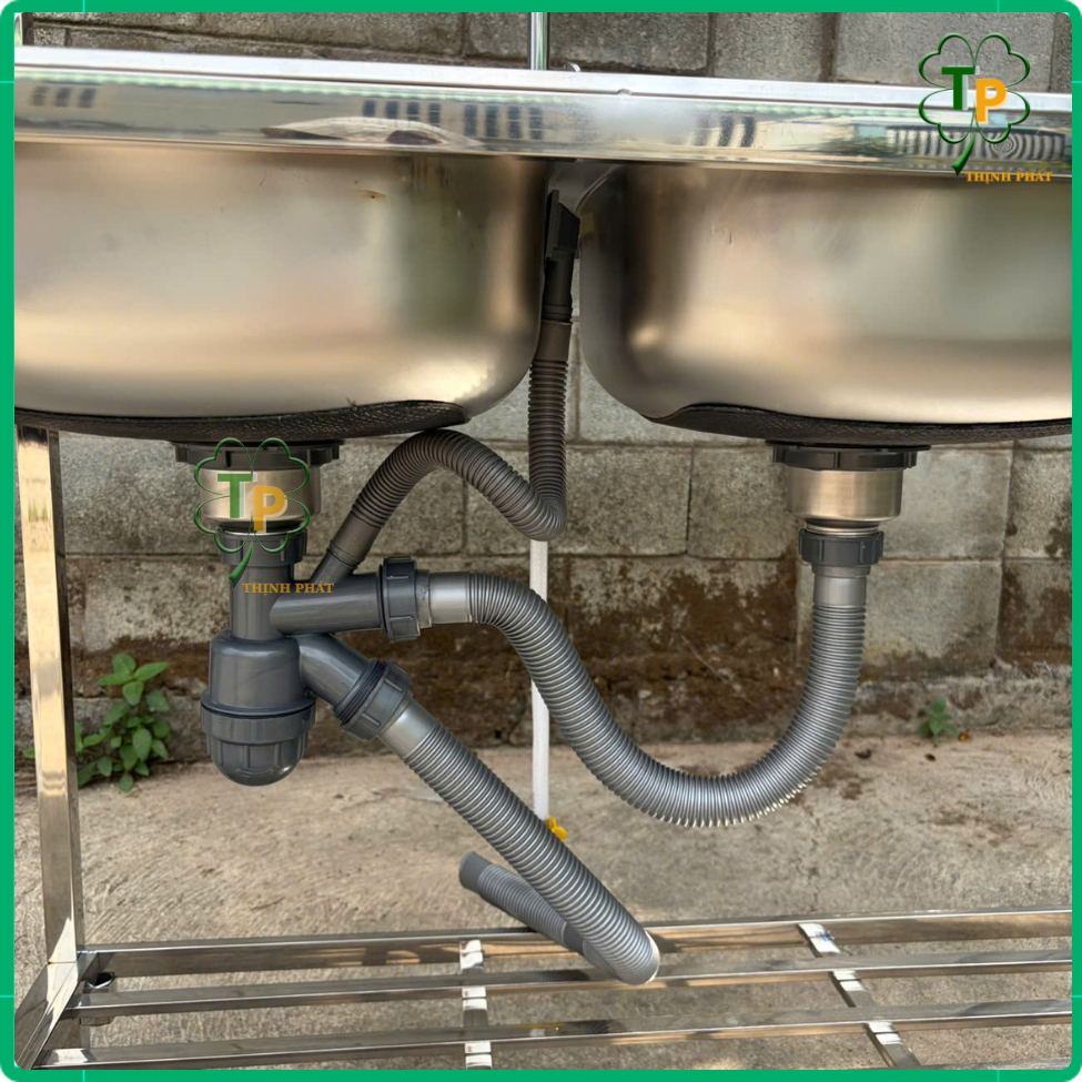 Trọn Bộ Chậu Rửa Xếp Gọn Inox Có Vòi Đầy Đủ Phụ Kiện 2 Hộc 1 Lá 45x106 Cm Kèm Kệ 2 Tầng