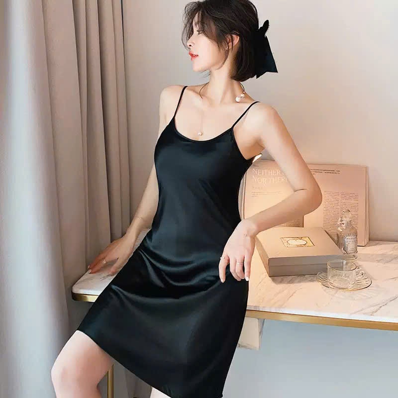 Váy Ngủ 2 Dây Mặc Nhà Lụa Satin Cao Cấp Mềm Mịn Quyến Rũ