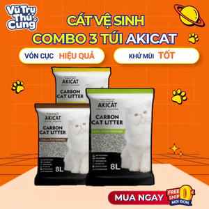 Combo 3 túi Cát vệ sinh cho Mèo than hoạt tính Akicat 8L