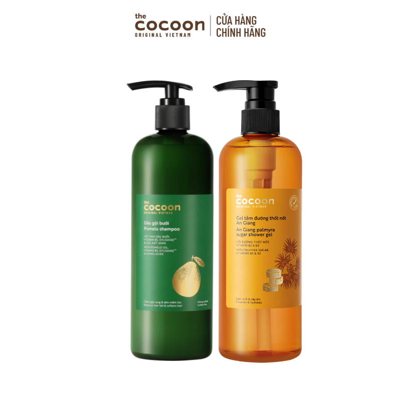 [MUA 2 GIẢM 37%] Combo Dầu gội bưởi 500ml & Gel tắm đường thốt nốt An Giang 500ml