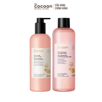 [MUA 2 GIẢM 38%] Combo Sữa rửa mặt sen Hậu Giang Cocoon 500ml + Tẩy trang sen Hậu Giang Cocoon 500ml