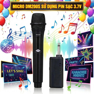 Micro DM200S Sài Pin Sạc 3.7v, Hút Giọng Tốt, Hát Nhẹ, Giảm Hú Hiệu Quả, Chuyên Dùng Cho Karaoke Gia Đình, Sân Khấu.....