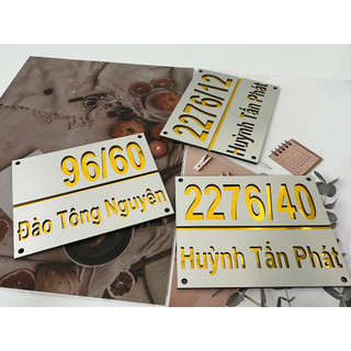 BẢNG, BIỂN SỐ NHÀ. Alu xước bạc + Mica, số nổi alu gương ngoài trời