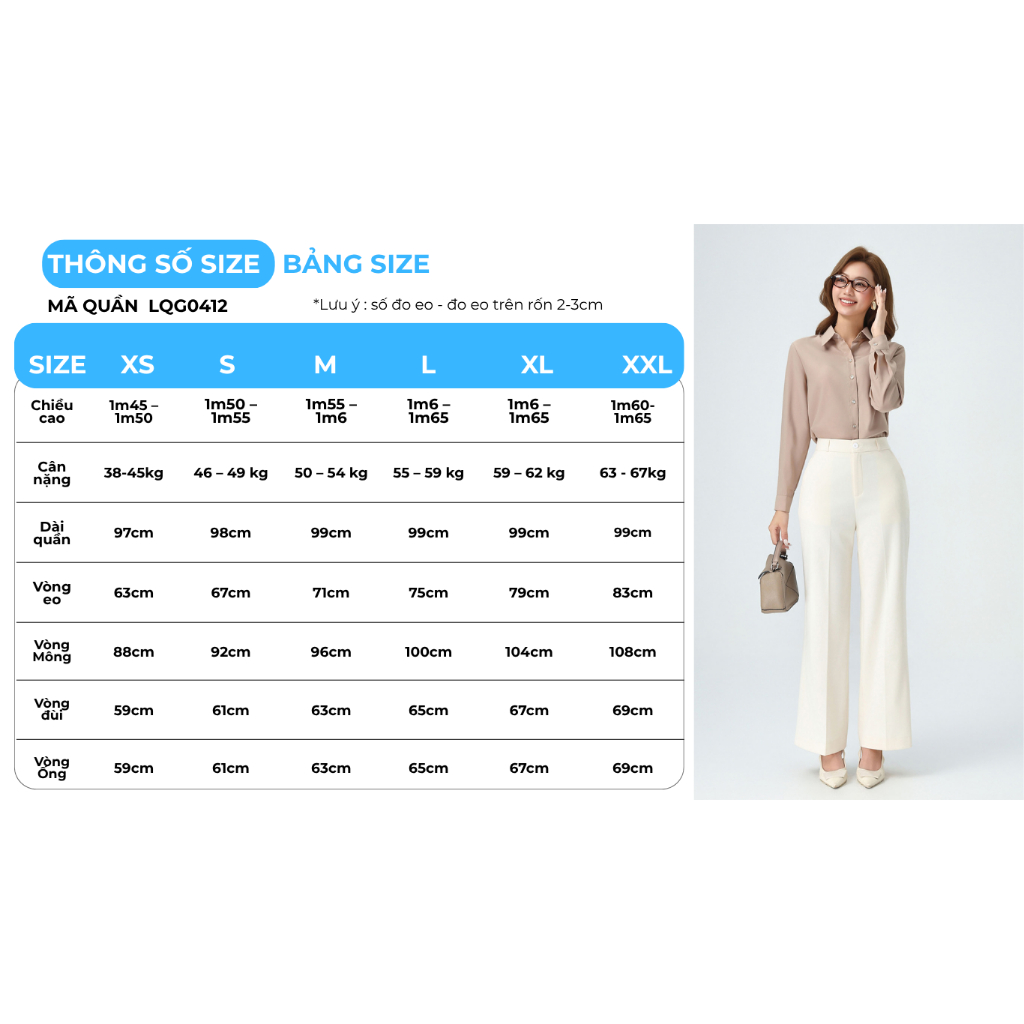 Quần Tây Nữ GUMAC Ống Rộng Form Cơ Bản Lưng Có Con Đỉa Tôn Dáng Hiện Đại LQG0110 - LQG0412