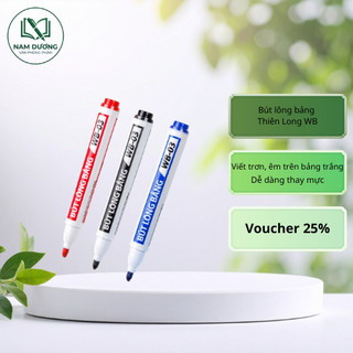Bút lông bảng Thiên Long WB 03 nét 2.5mm viết lên bảng trắng dễ xóa không bám bẩn màu xanh đỏ đen chính hãng