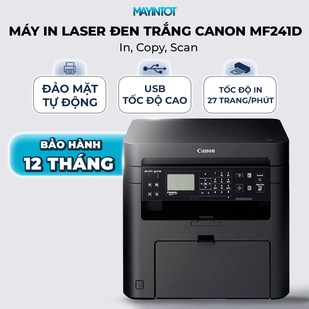 Máy In Laser Đen Trắng Canon MF241D - In, Copy, Scan, Đảo Mặt Tự Động, Kết Nối USB | Máy In Tốt