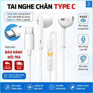 Tai Nghe có dây chân Type C cho 16 Pro Max 15 ProMax 15Pro 15Plus 15 có hỗ trợ mic nghe gọi, âm thanh bass siêu chất