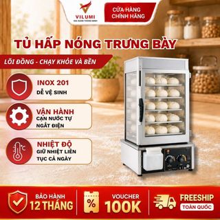 Tủ Hấp Nóng Bánh Bao, Trưng Bày Và Bảo Quản, Kính Cường Lực Và Inox Không Gỉ Chính Hãng-VILUMI