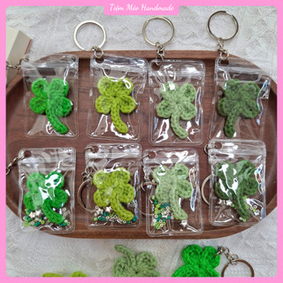 [Ảnh Thật + Sẵn hàng] Móc Khóa Cỏ 4 Lá Len Handmade