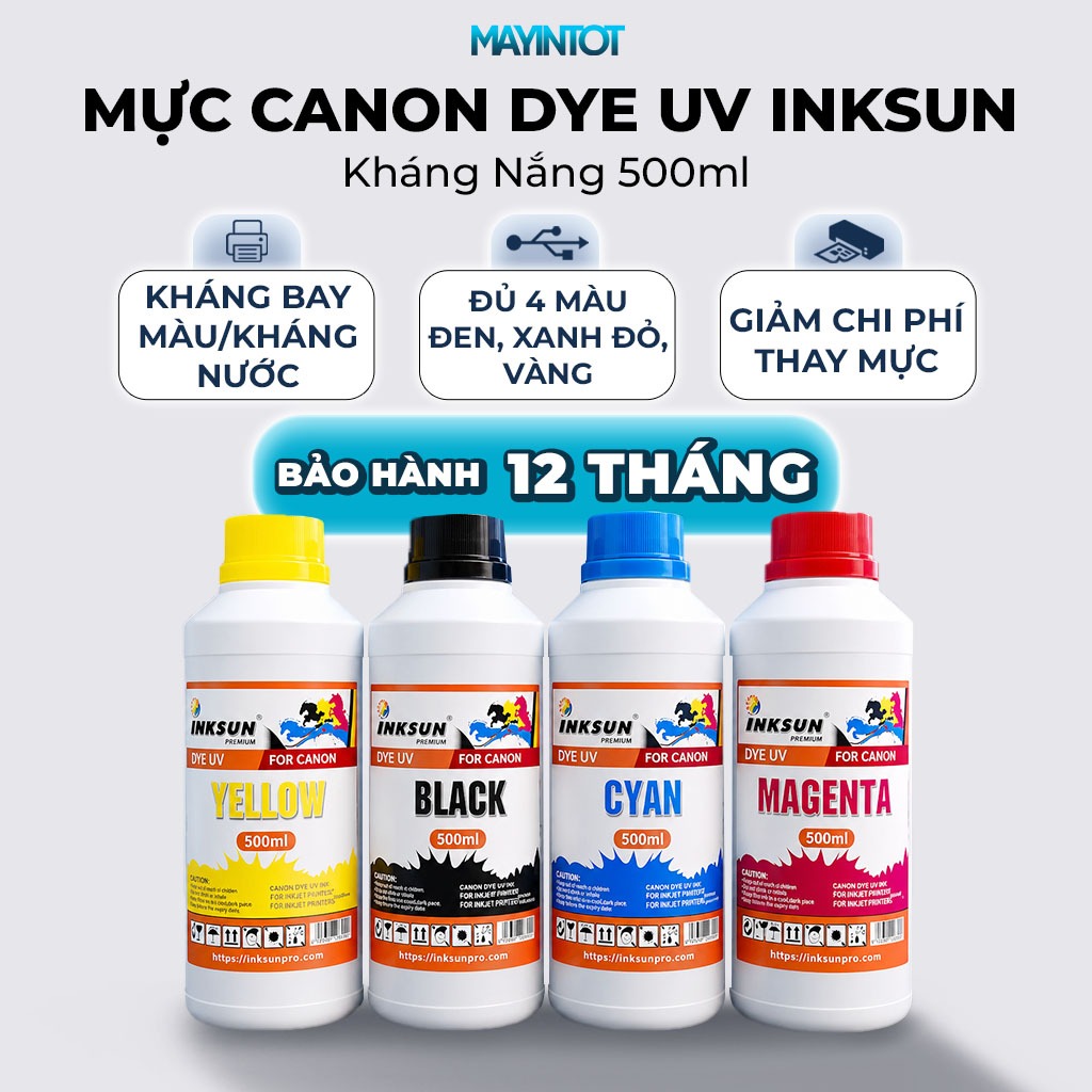 Mực canon dye uv Inksun kháng nắng 500ml