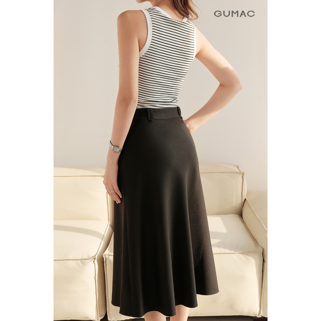 Chân Váy Nữ GUMAC Form A Nhẹ Nữ Tính Lưng Rời Con Đỉa Gập Đôi Cách Điệu LVG0405