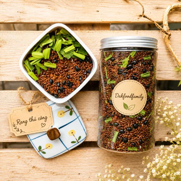 Trà gạo lứt đậu đen đậu đỏ lá dứa Dakfoodfamily đóng hộp rang thủ công, đậu quê sạch